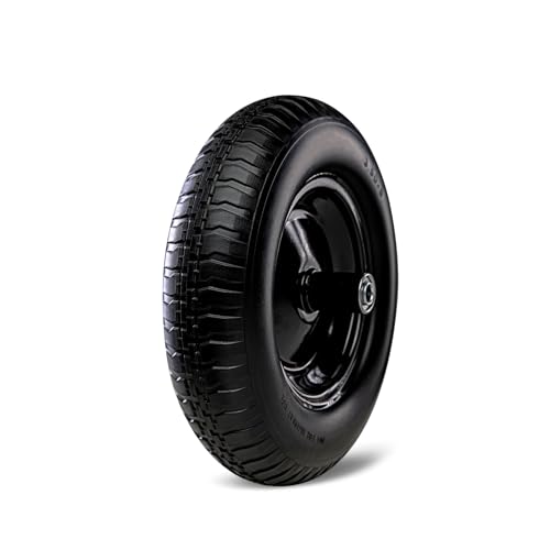 14 Inch 2 PCS Solid Flat Free Replacement Tires and Wheels 3.50-8 with 5/8'' Bearing D2407