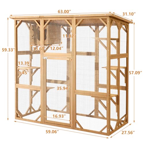 Grey Wooden Cat Enclosure with Platform F519706