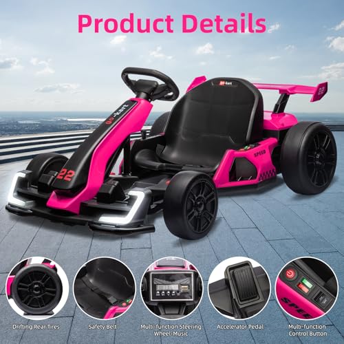 White Electric Drift Kart with Adjustable Seat U15357