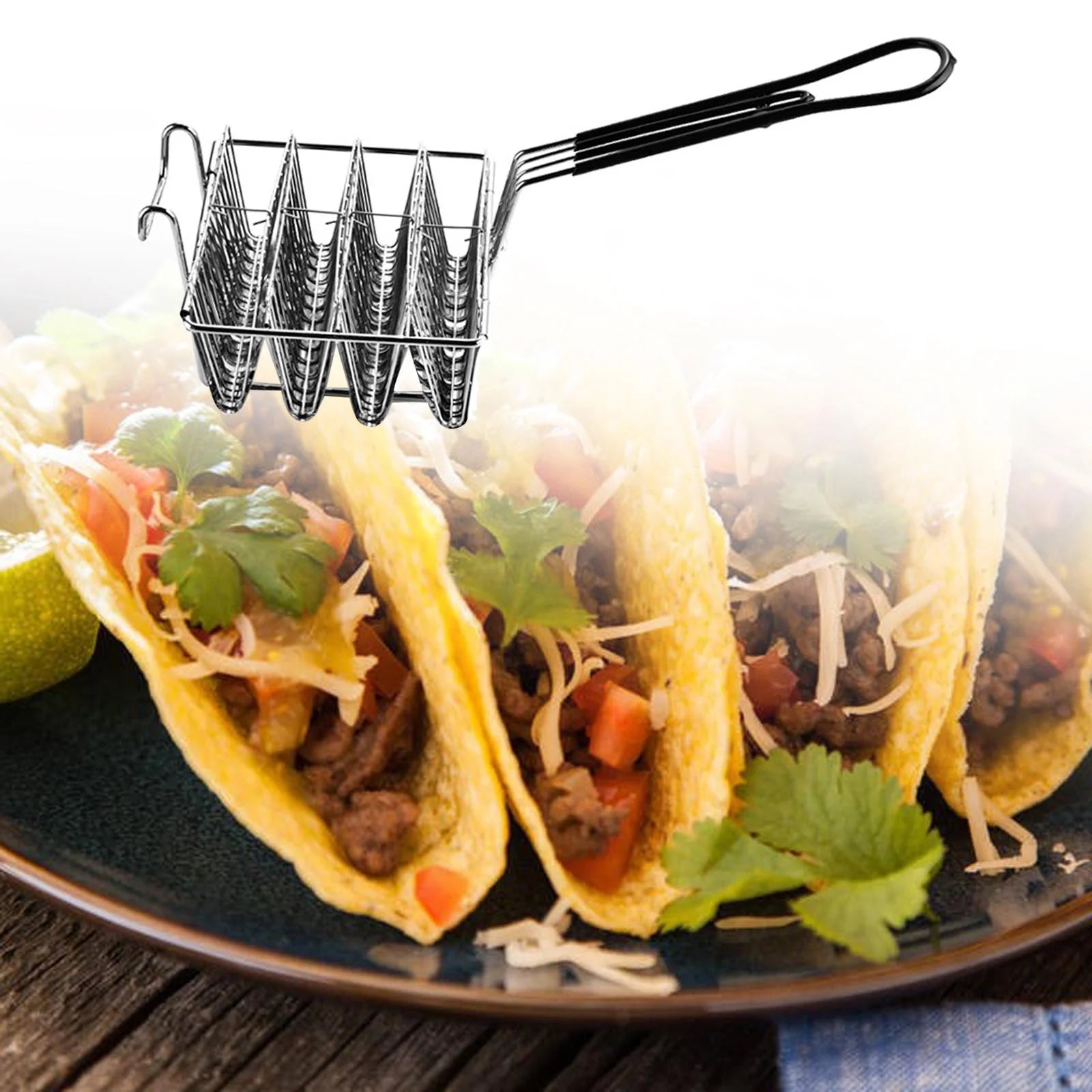 Stainless Steel Taco Fryer 4 Shells Deep Fryer Basket D784