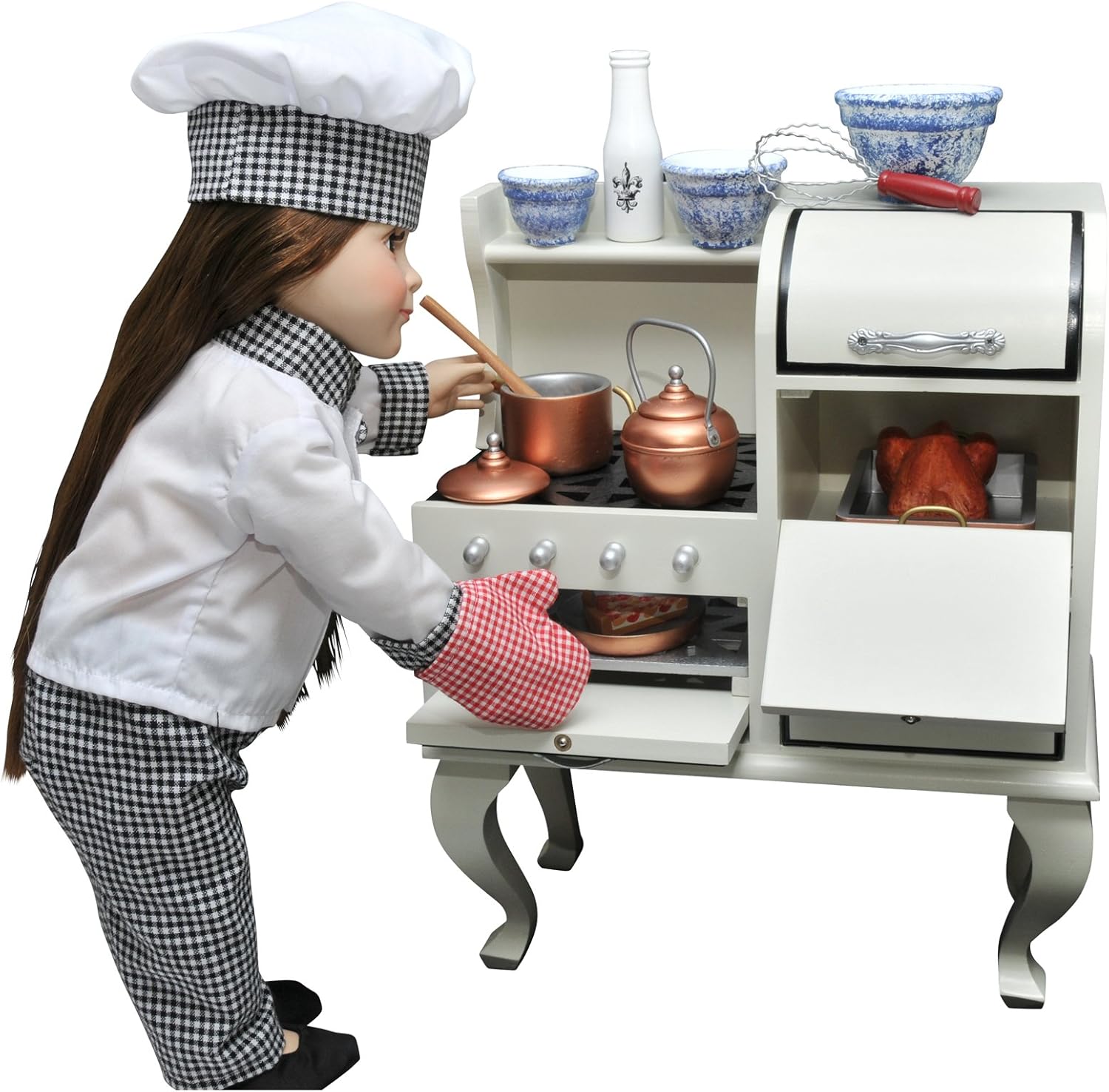 18 Inch Doll Furniture Wooden Cook Stove & Oven N19317