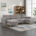 Gray 5 Seater U-Shaped Sectional Sofa with Ottoman, 110"x54" Q2776