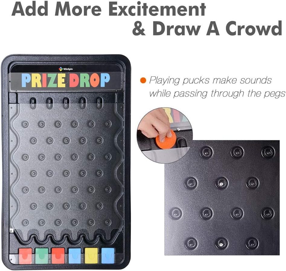 30 Prize Drop Plinko Board Disk Drop Game 6 Slots with 10 Pucks Q6624