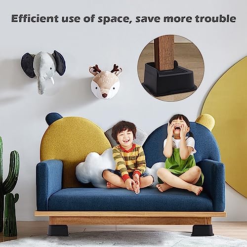 Black 4pcs Adjustable Furniture Risers W254932