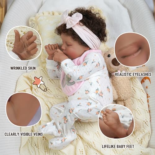 17-Inch Black Reborn Baby Doll with Cloth Body E598931