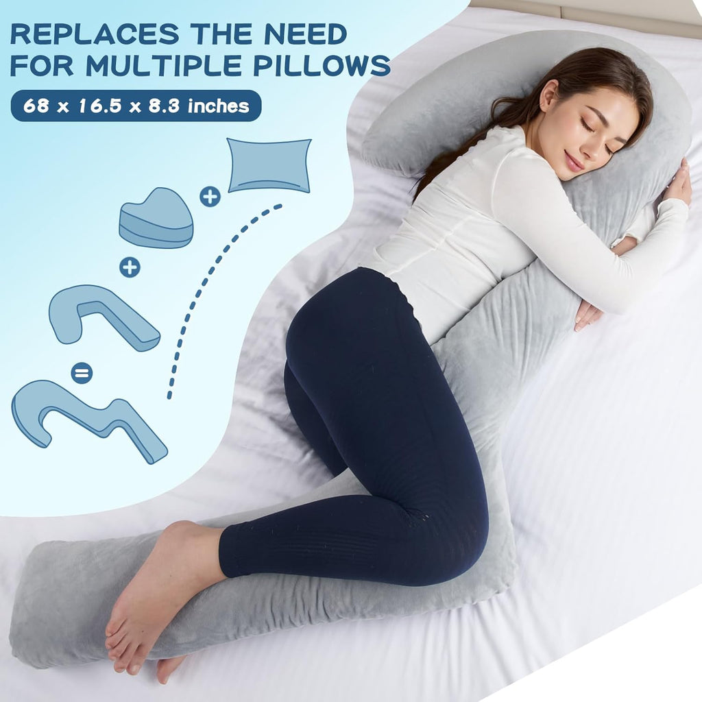 Grey Adjustable Shredded Memory Foam Body Pillow K2943