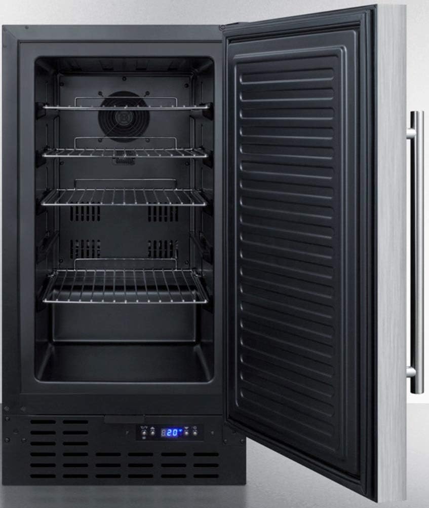 18" Wide Built-in Undercounter All-refrigerator with Stainless Steel Door, Black Cabinet, Digital Thermostat, Automatic Defrost and Front Lock U739543