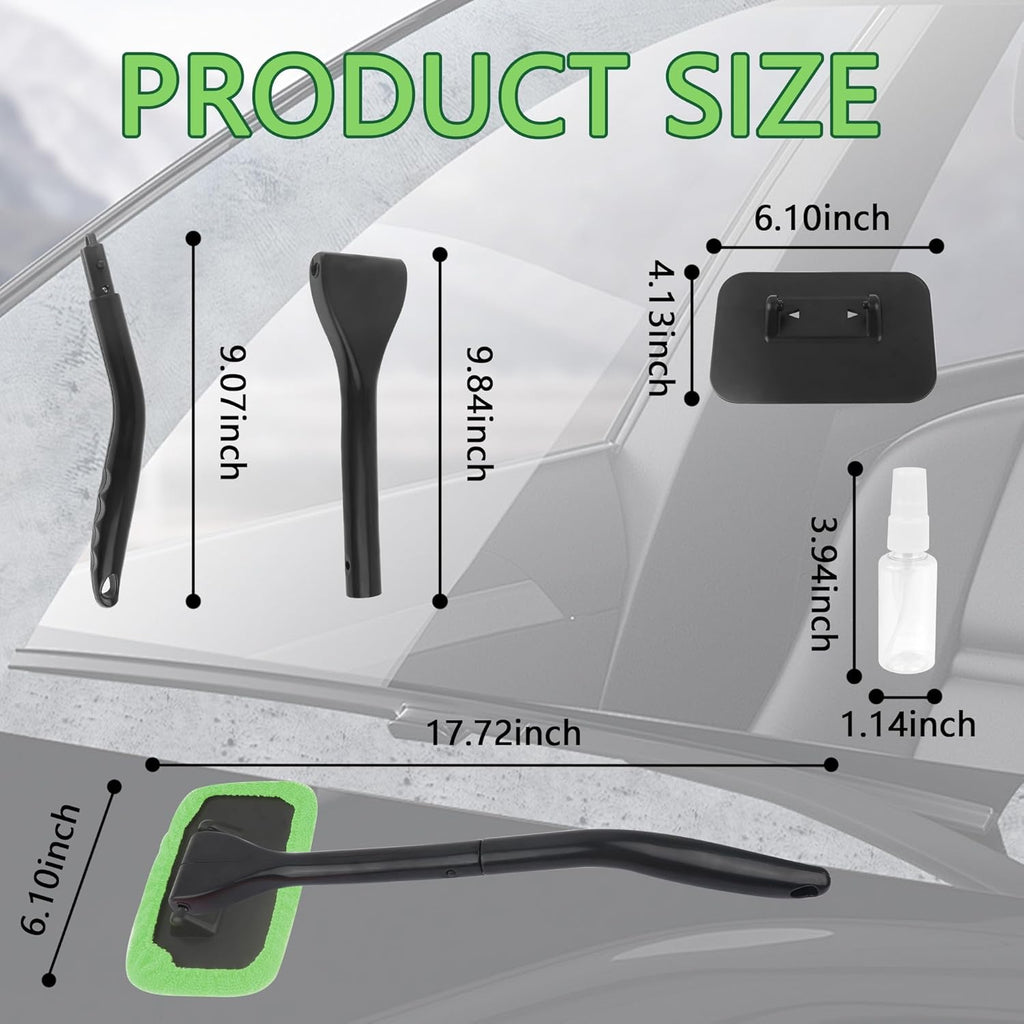 Microfiber Car Window Cleaner Tool Kit with 4PCS Reusable Cloth Cover I21663