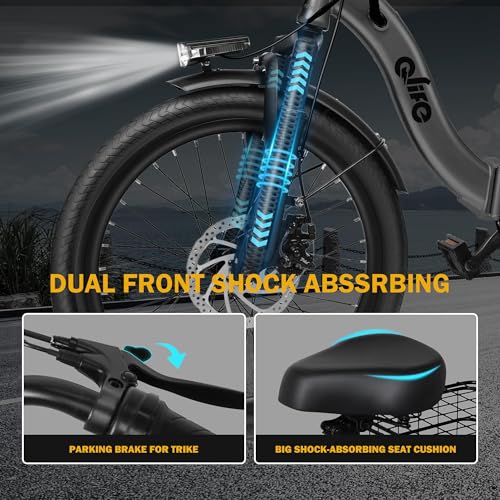 Peak 750W Brushless Motor Folding Trike Ebike with 468Wh Removable Battery Q868669