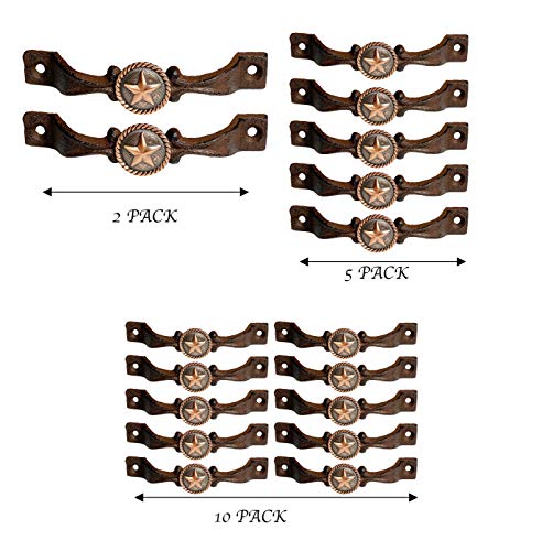Cast Iron Kitchen Cabinet Handles and Drawer Pulls Antique Country Home Rustic Decor Farmhouse Cabinet Handle Texas Western Star Cabinet Knobs (2, Braided Bronze Star) B31887