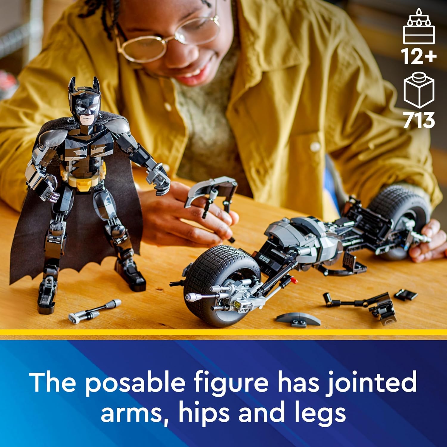 Batman Figure and Motorcycle Bat-Pod Toy for Kids 12+ Years Old Adventure Set B20858