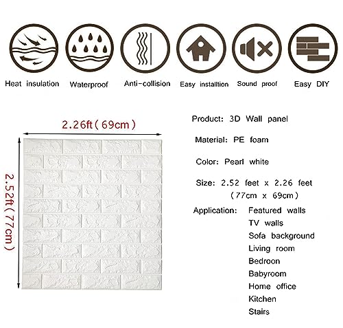 20 Pack Peel and Stick 3D Faux Brick Wall Panels N4432