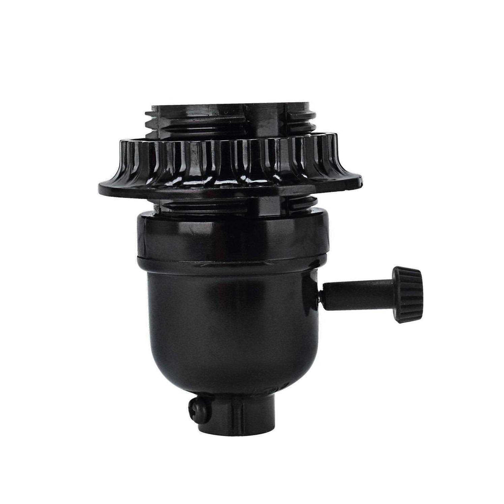 Black 2-Way Lamp Socket with Turn Knob Switch L700162