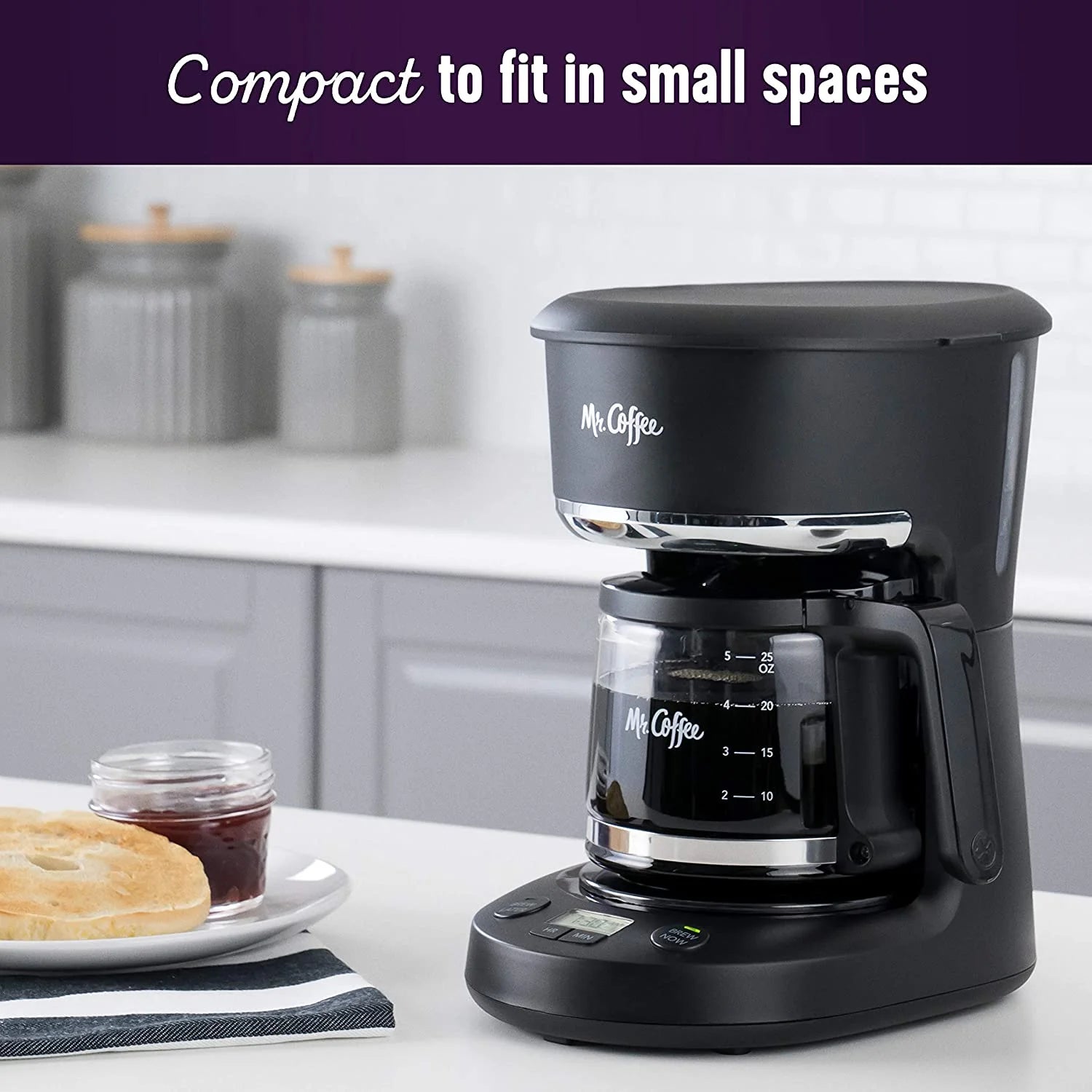5 Cup Programmable 25 oz. Mini Coffee Maker, Black T450252