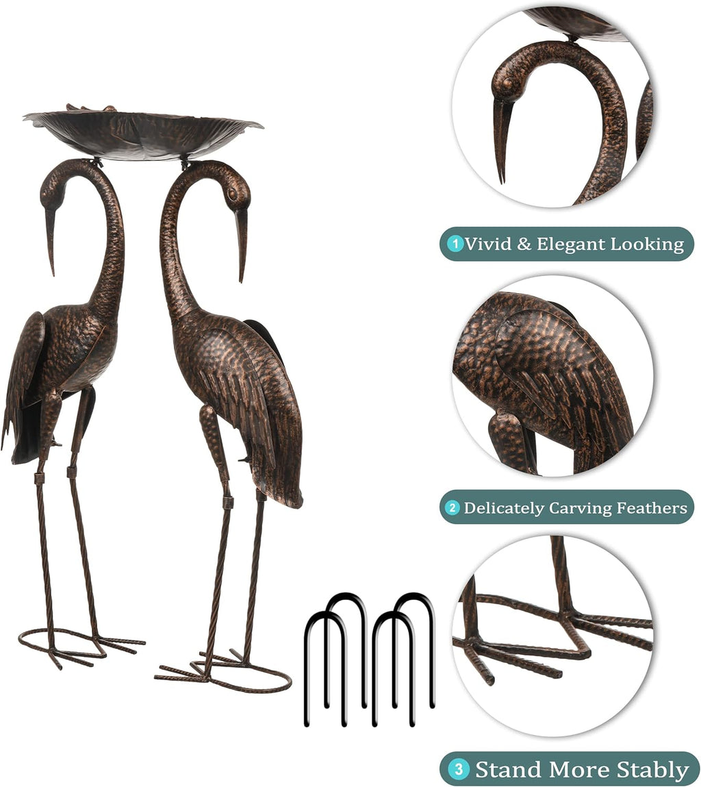 Copper Gold Metal Garden Crane Bird Sculpture S474