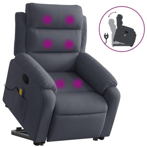 Dark Gray Velvet Power Lift Massage Recliner Armchair with USB L748