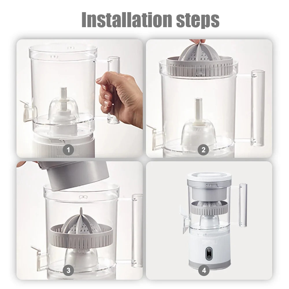 Electric Citrus Juicer Squeezer with Pulp Basket, 300ml, USB Charging, BPA-Free (White) F81608
