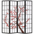 White 4 Panel Folding Wood Room Divider A40136
