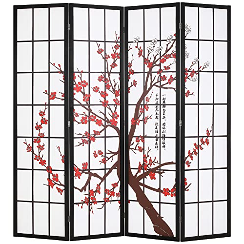 White 4 Panel Folding Wood Room Divider A40136