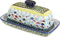 Blue Rose Polish Pottery Prairie Garden Butter Dish K5512