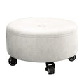 Red Leather Rolling Ottoman Stool with Wheels Y5150