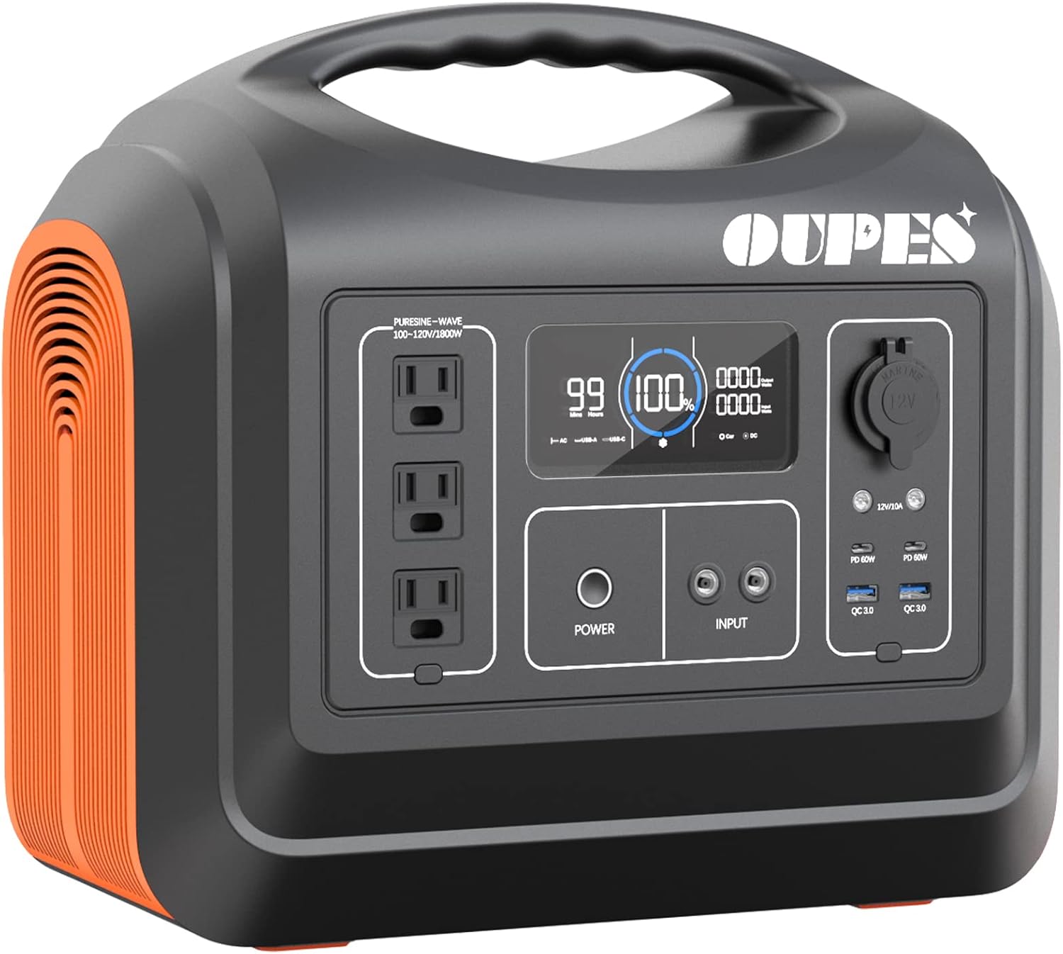 Solar Generator 1200W 992Wh LiFePO4 Battery Backup with 3 110V AC Outlet Z274
