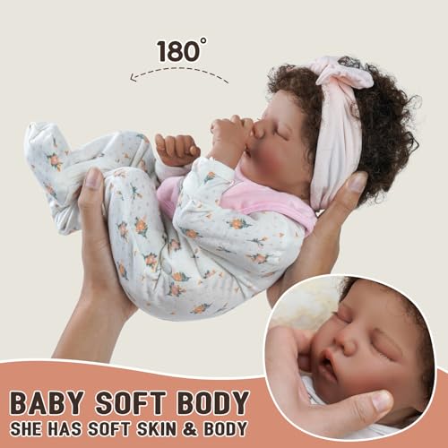 17-Inch Black Reborn Baby Doll with Cloth Body E598931