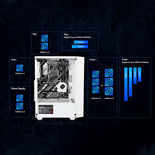 ATX Mid-Tower PC Computer Case with Tempered Glass Side Panel E255