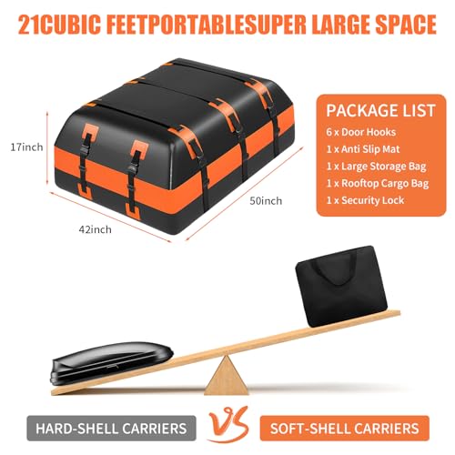 21 Cubic Feet 100% Waterproof Heavy Duty 840D Rooftop Cargo Bag with Anti-Slip Mat X110