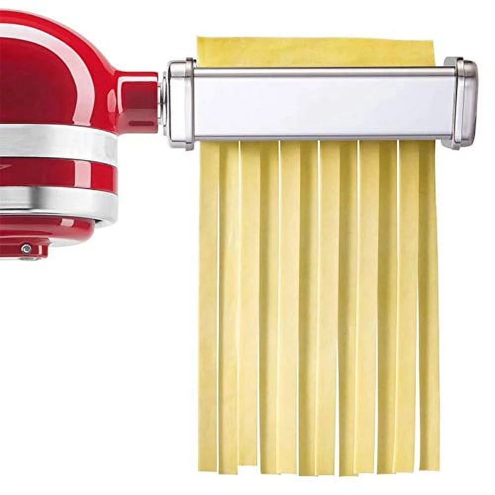 Pasta Attachment for KitchenAid Stand Mixer, Pasta Sheet Roller, Spaghetti Cutter and Fettuccine Cutter Pasta Maker Stainless Steel Accessories 3Pcs P13185