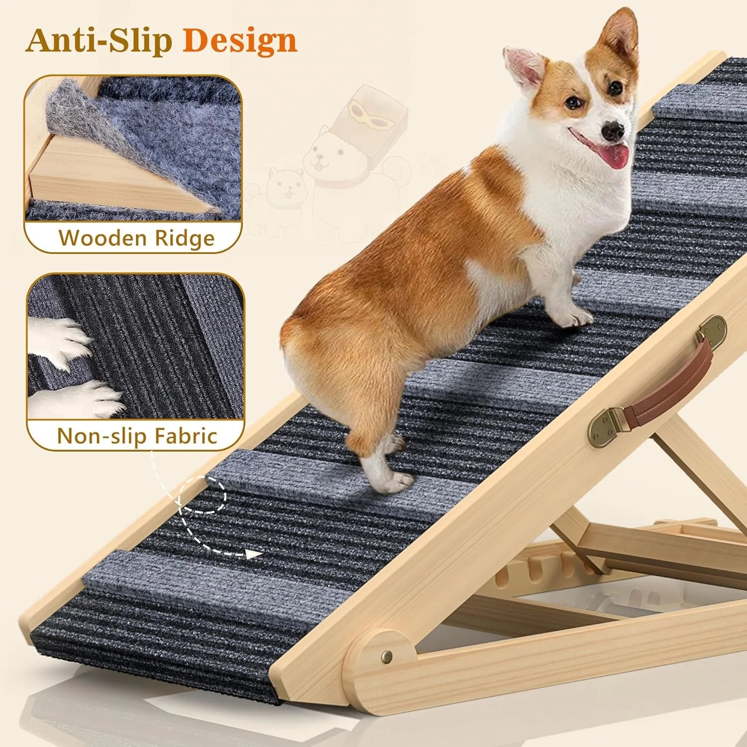 Portable Pet Ramp with 7 Adjustable Heights, Non-Slip W742