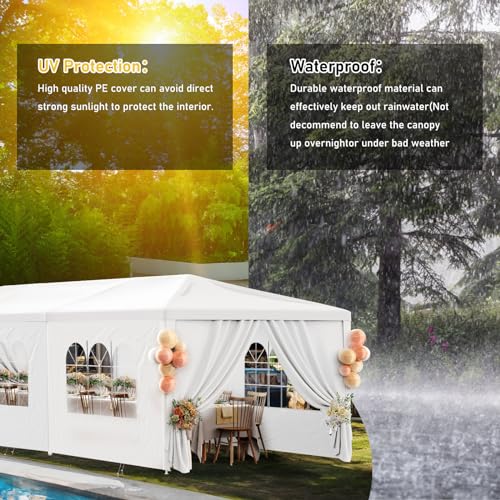 White 10x30 Heavy Duty Party Tent with 8 Removable Sidewalls J683625