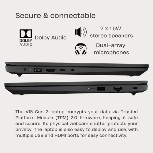 15.6" FHD Laptop, Intel Dual Core, 8GB RAM, 256GB SSD, Windows 11 Home, Black J254
