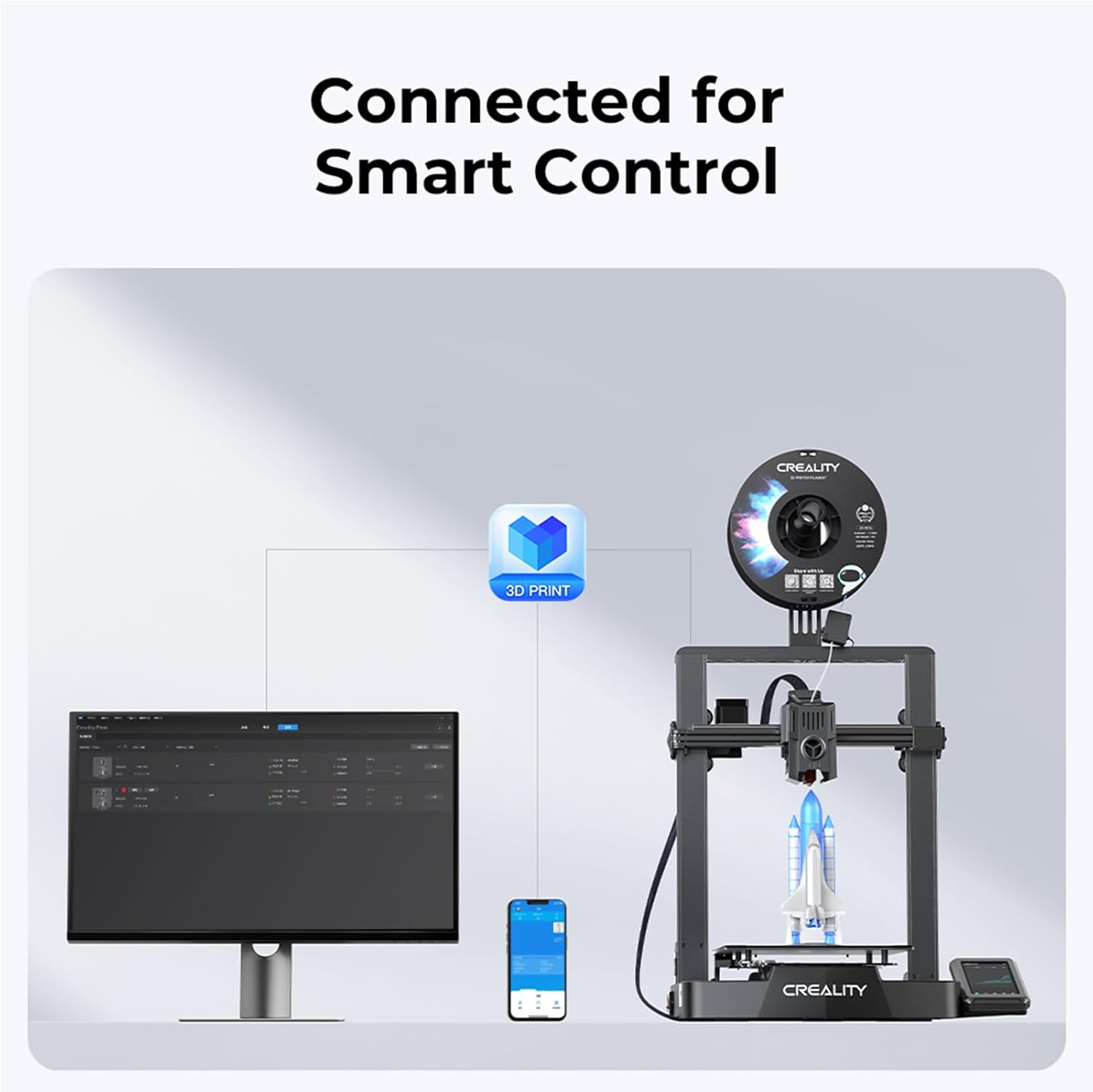 3D Printer Bundle with Filament Dry Box, 500mm/s High Speed Printing, Auto Calibration, 300℃ 60W Hotend, 220x220x240mm V3306