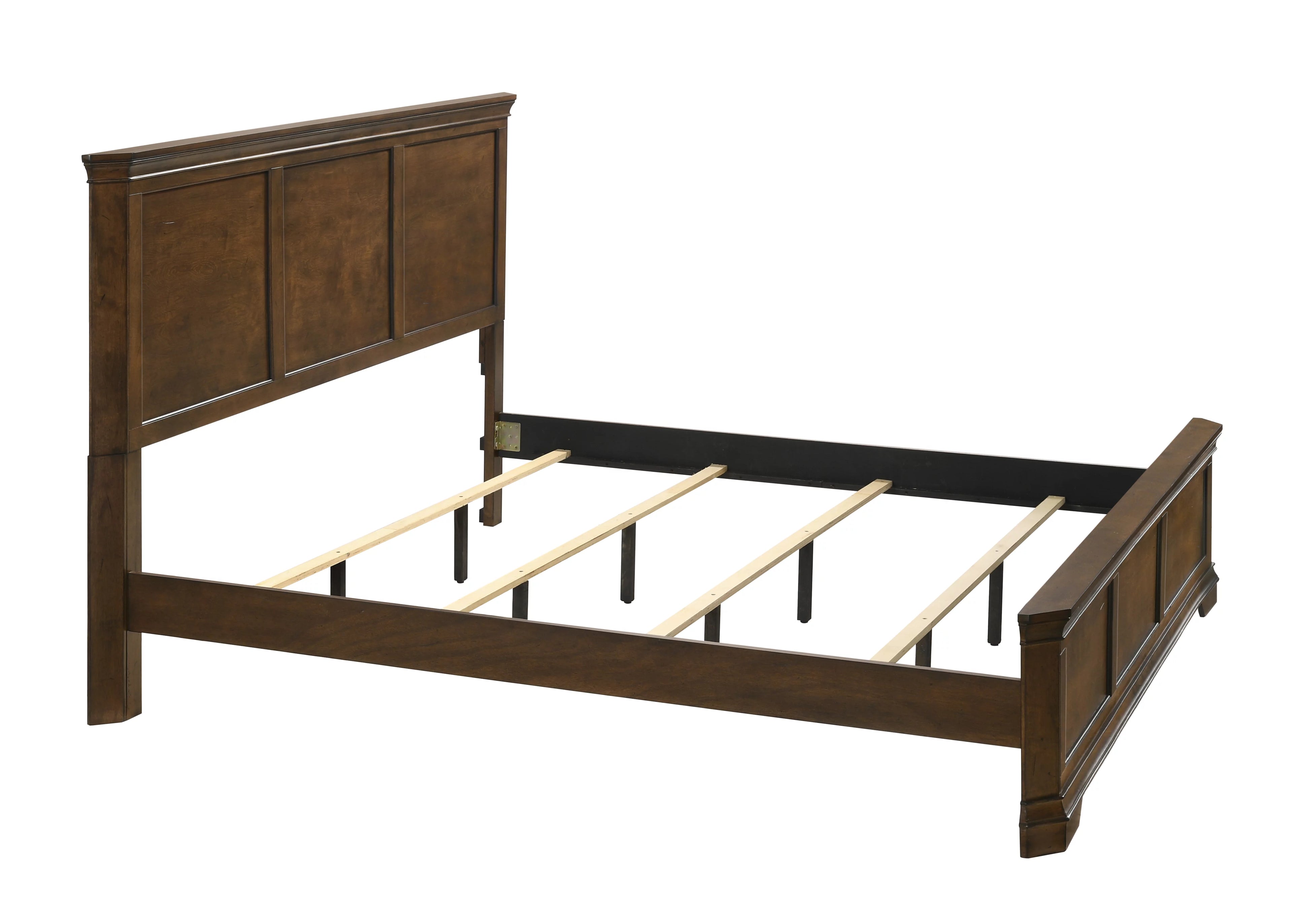 Queen Antique Walnut Finish Wood Panel Bed K68674