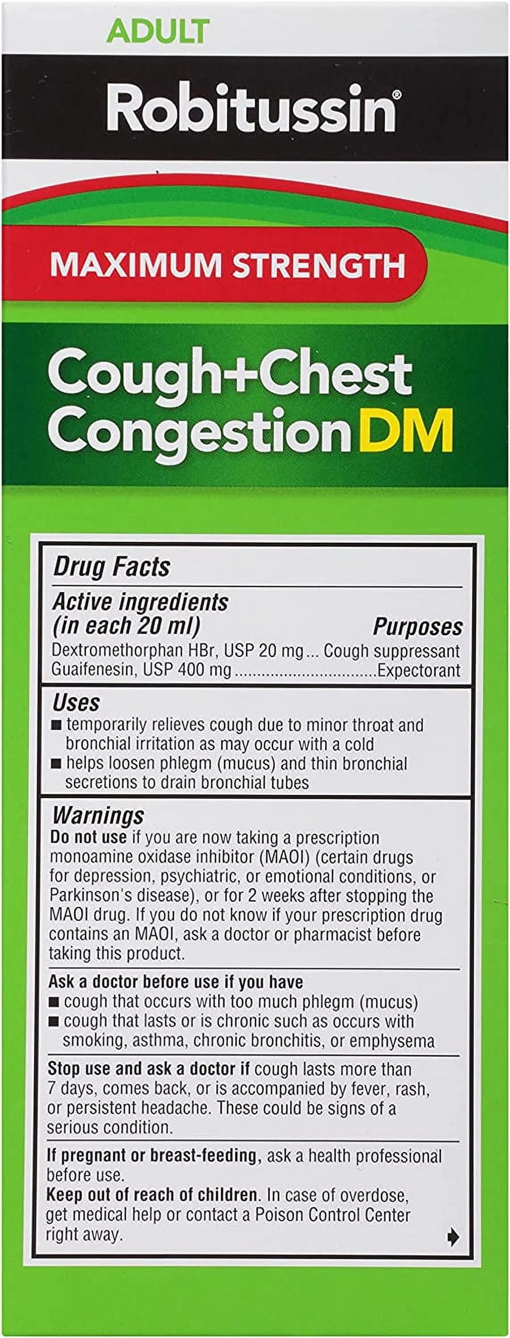 8 fl. oz. Maximum Strength Cough + Chest Congestion DM Raspberry Flavor U130
