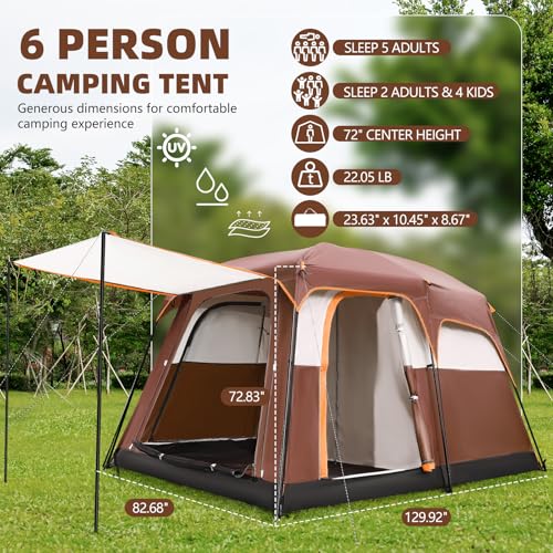 6 Person Waterproof Windproof Pop-Up Tent with Carry Bag A963340