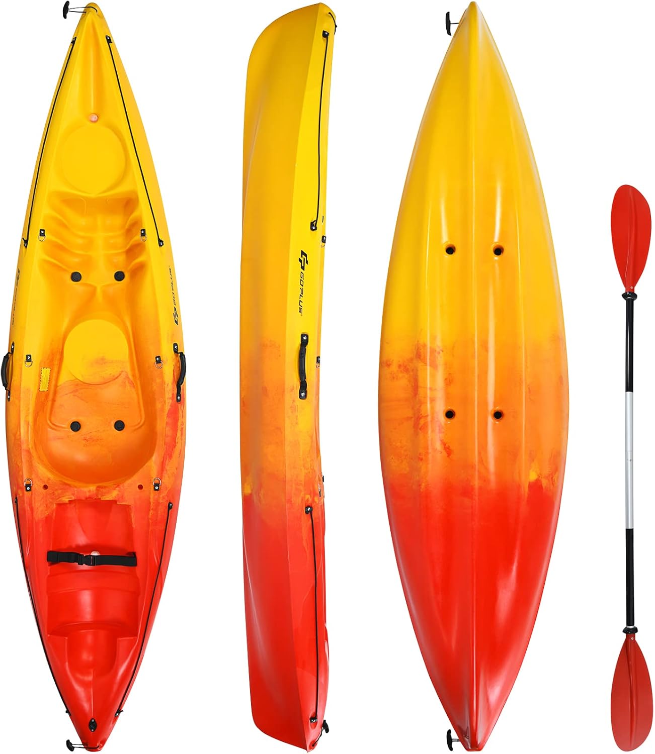 10.2FT Sit-On-Top Fishing Kayak with Aluminum Paddle & Bungee Storage N2541