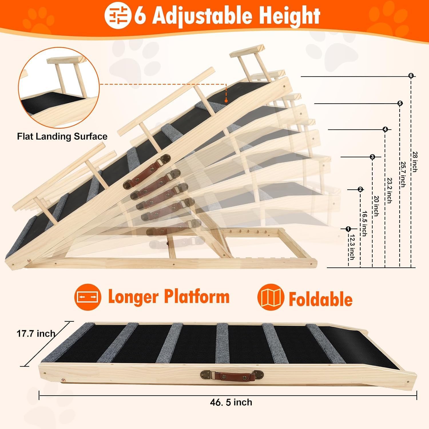 46.5" Adjustable Folding Pet Ramp B707260