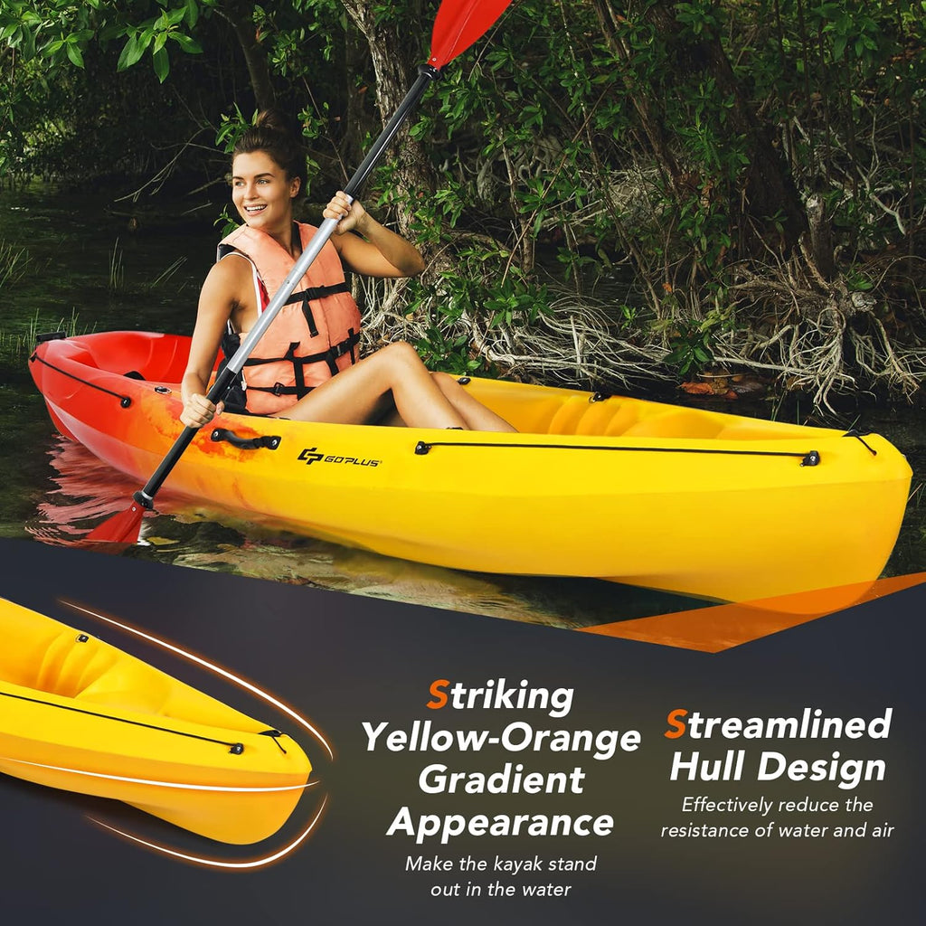 10.2FT Sit-On-Top Fishing Kayak with Aluminum Paddle & Bungee Storage N2541