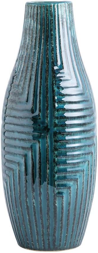 Teal Ceramic Vase Medium 13.8" H I41189