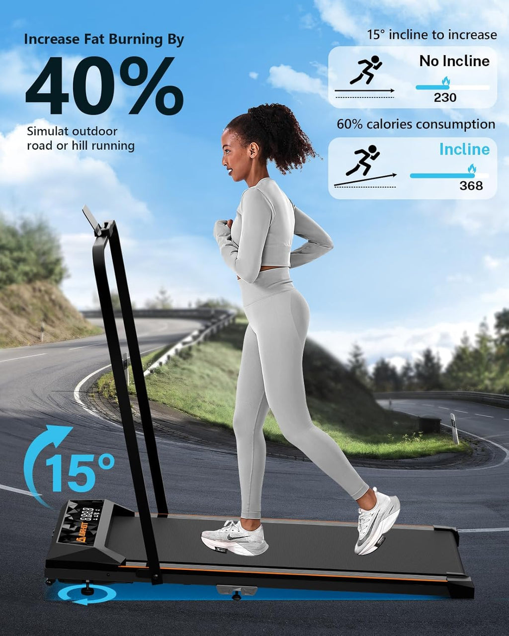 Walking Pad Treadmill with Incline, 2.5HP, 265lbs Capacity F649