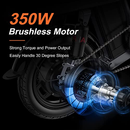 Mini Electric Bike 14" Folding Ebike 600W Motor 48V 10AH Battery J11694