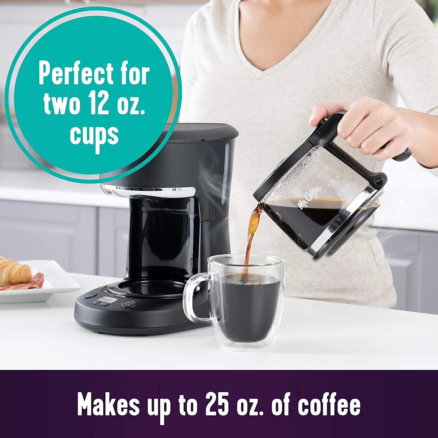 5 Cup Programmable 25 oz. Mini Coffee Maker, Black T450252