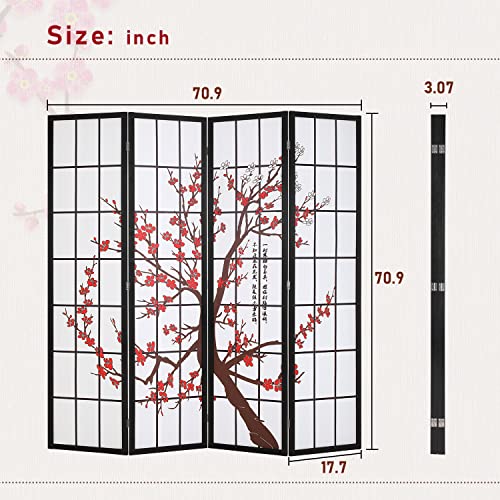 White 4 Panel Folding Wood Room Divider A40136