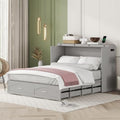 Queen Grey Solid Wood Murphy Bed with Drawer X629743