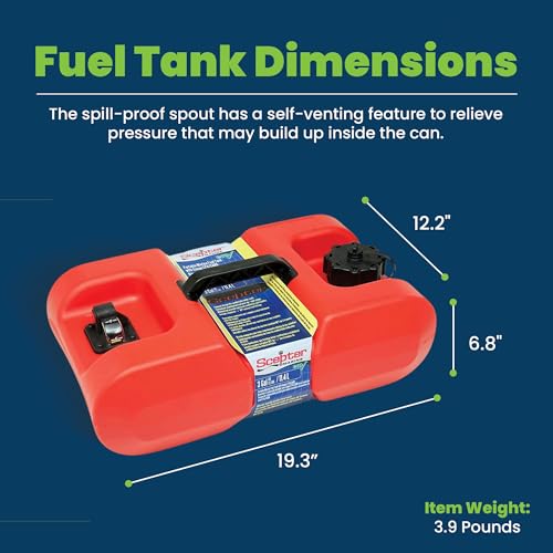 Rectangular 9 Gallon Low Profile Marine Fuel Tank, 23-Inches x 14-Inches x 11.5-Inches, Red F5919