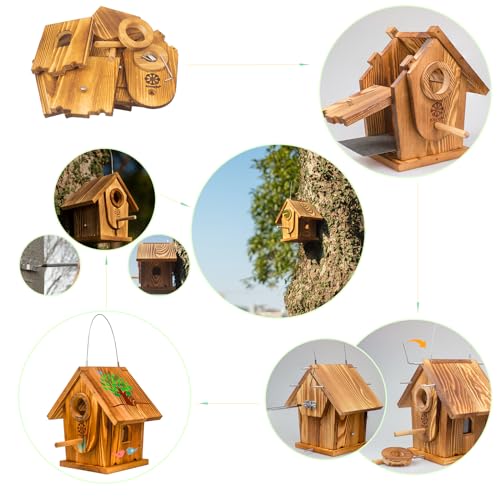 Carbonized Solid Mortise & Tenon Bird House DIY Kit N551935