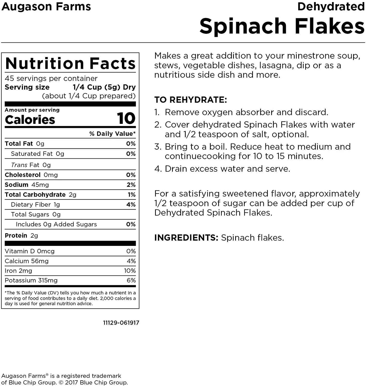 Dehydrated Spinach Flakes 8 oz No. 10 Can D899051