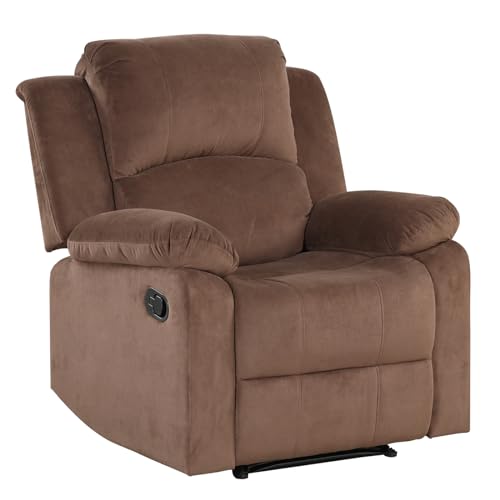 Brown Manual Recliner Chair with Padded Headrest and Armrest B89130